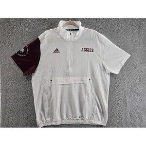 Texas A&M Shirt Mens Large Adidas Aggies 1/2 Zip White Athletic